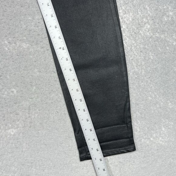 PAIGE Jeans Women’s 31 Hoxton Ankle Peg Black Fog Luxe Wax Coating Leather - Picture 7 of 15